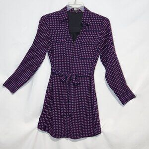 Express Printed Pattern Shirt Dress with Sash Size S